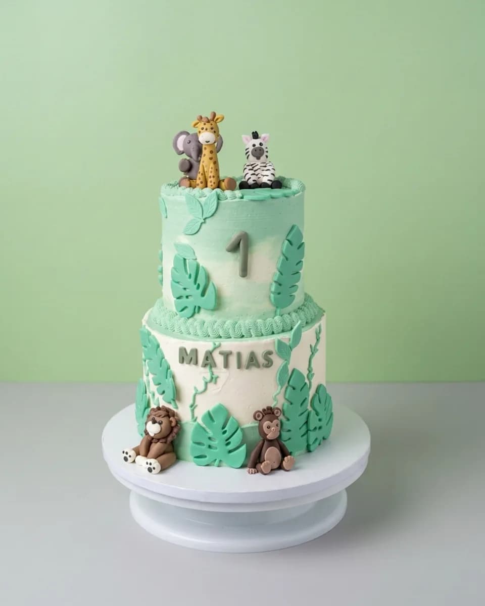 Gâteau safari à étages pour enfant